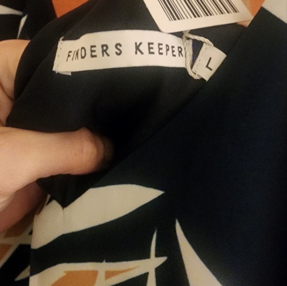 Finders Keepers Navy Tropical Leaf Mini Dress - Picture 5 of 9